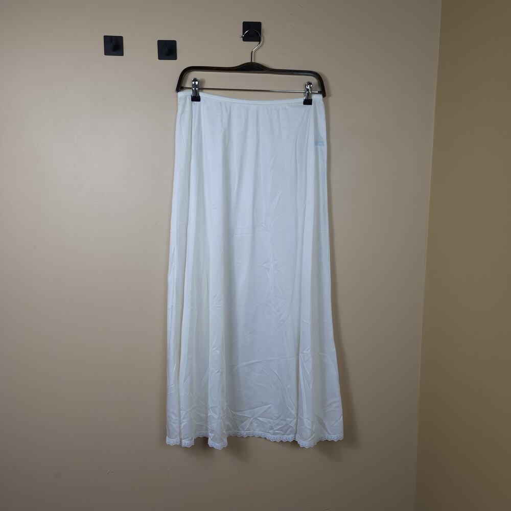 Vintage Mel-Lin White Nylon Skirt Slip Size L